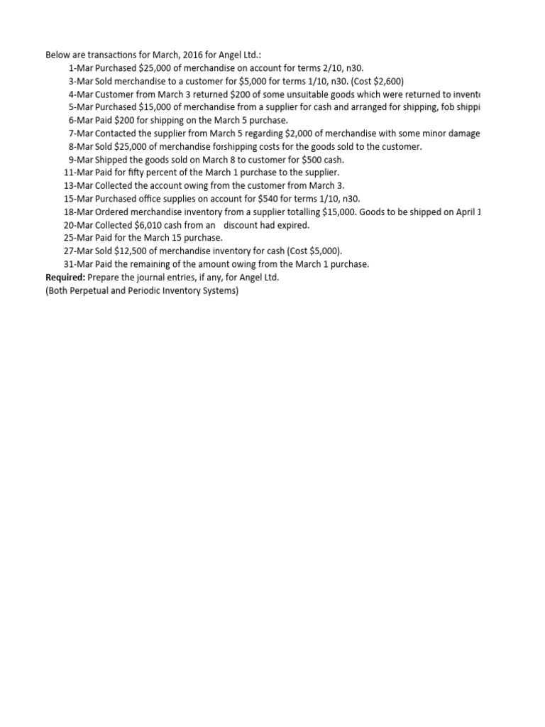 Class practice qs inventory systems solution pdf inventory cash