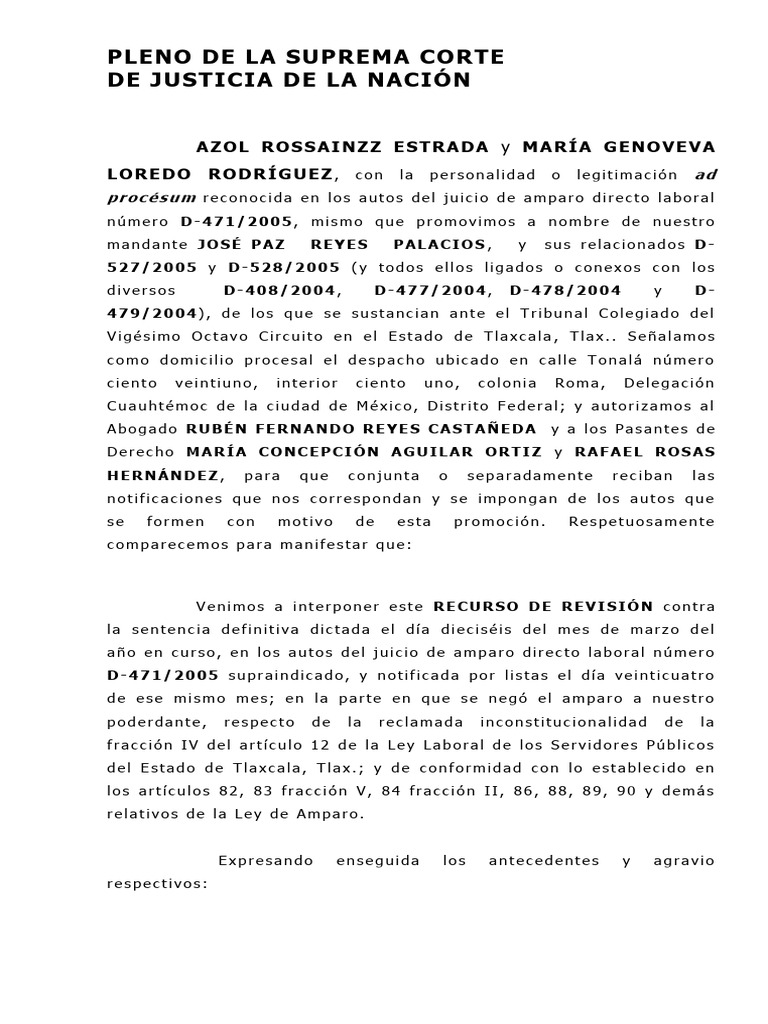 Revisión de Amparo Laboral en Tlaxcala | PDF | Derecho laboral | Caso ...