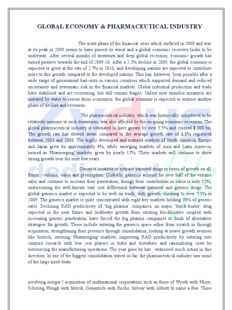 Global Economy & Pharmaceutical Industry | PDF | Pharmaceutical ...