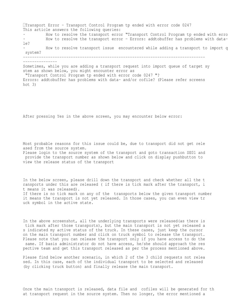 Resolving TP Error Code 0247 | PDF | Databases | Application Software