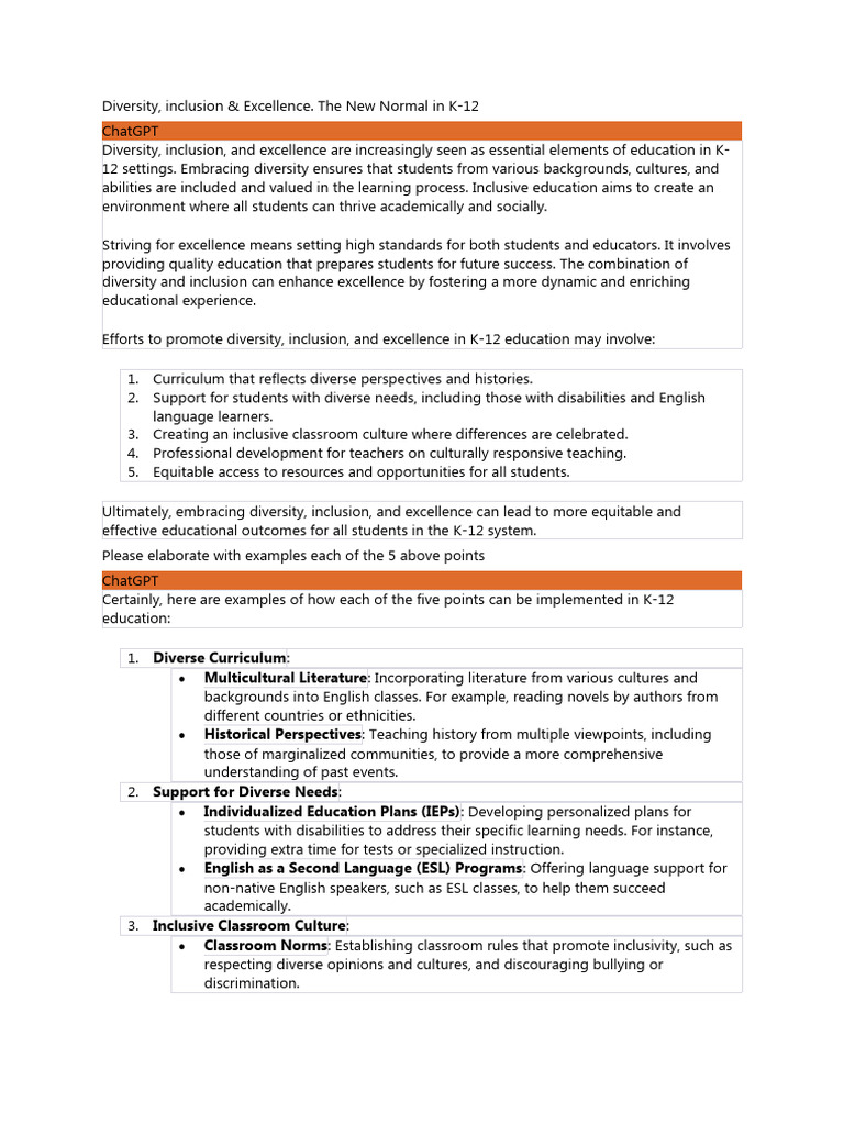 Diversity & Inclusion in K-12 Education | PDF | Inclusion (Education ...