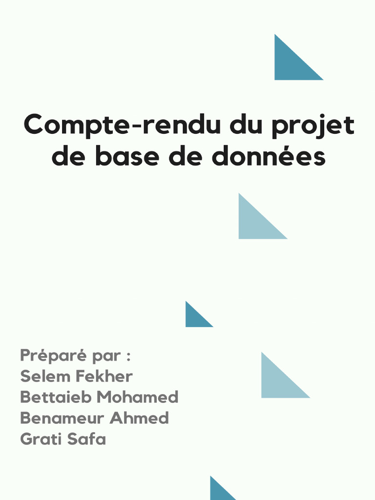 Compte Rendu Du Projet de Base de Données 1 | PDF