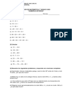 Guía de Matemática Repaso Numeros Enteros 7mo