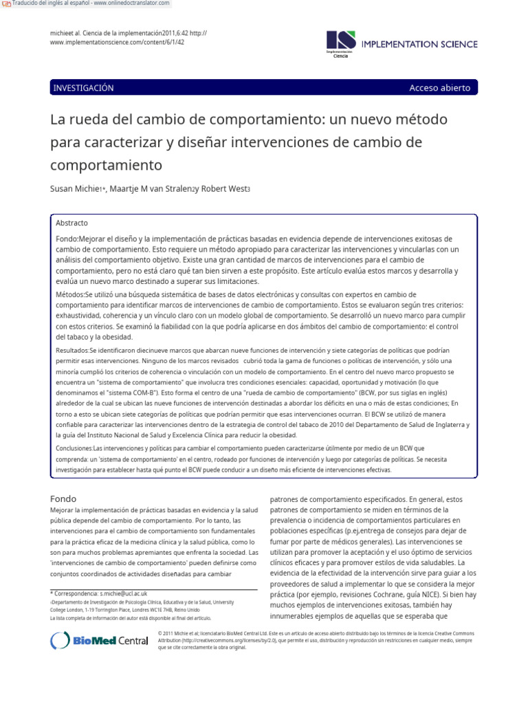 The Behaviour Change Wheel - A New Method For Characterising and ...