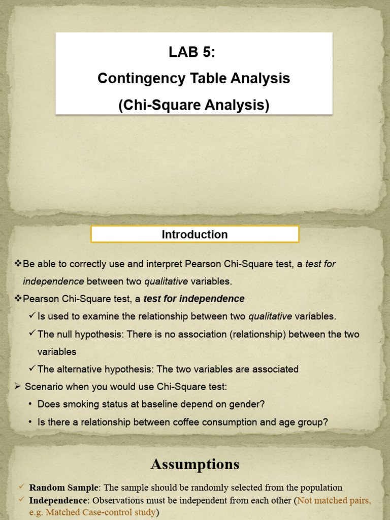 Lecture Lab5 Chi Square Pdf Chi Squared Test Research Methods