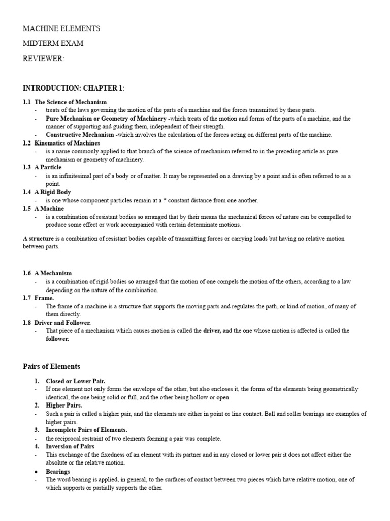 Chapter 2 10 Machineelements Reviewer | PDF | Acceleration | Gear