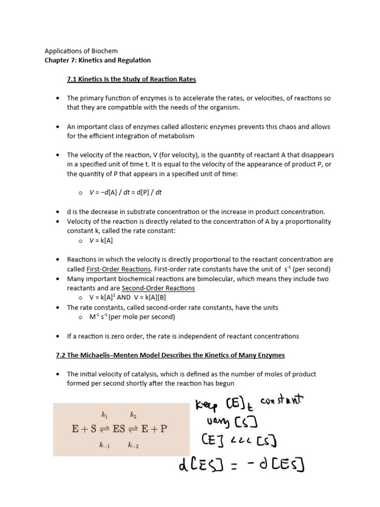 CH 7 Kinetics and Regulation | PDF | Enzyme Kinetics | Enzyme