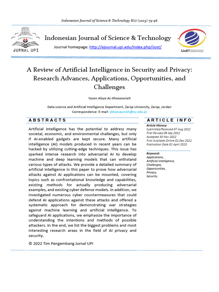 AI Security and Privacy Challenges | PDF | Artificial Intelligence ...