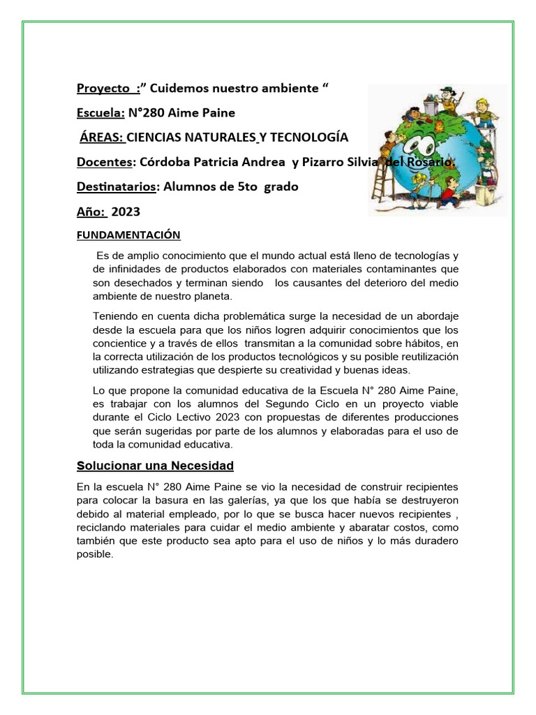 Proyecto Medio Ambiente 2023-1 | PDF | Reciclaje | Residuos