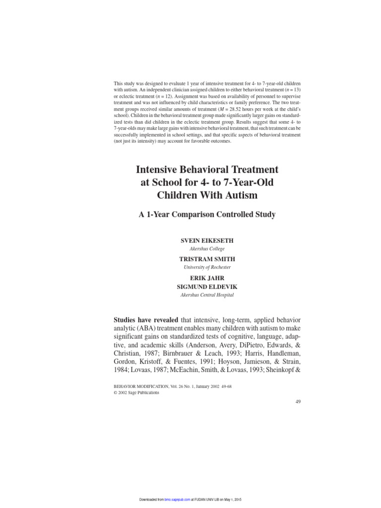 ABA X Ecletica - Eikeseth2002 | PDF | Autism Spectrum | Wechsler Adult ...