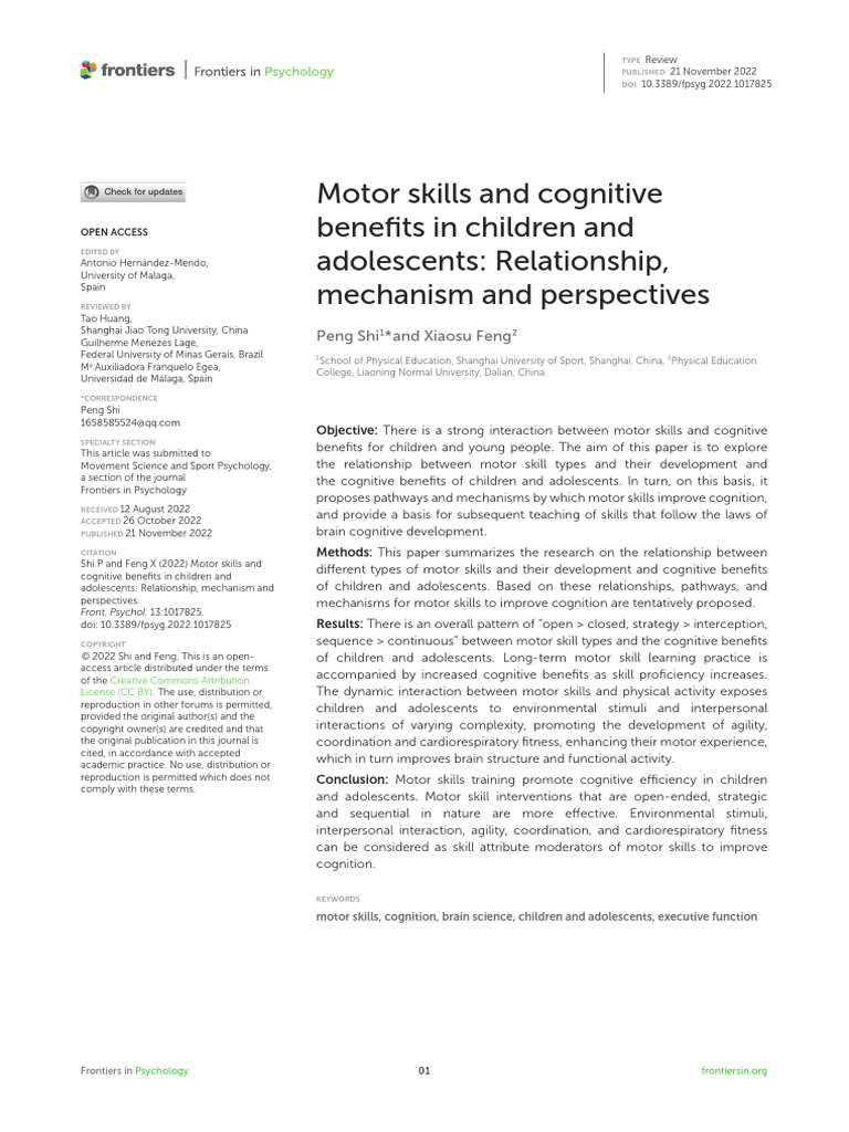 2.3 Motor Skills and Cognitive Benefits in Children | Download Free PDF ...