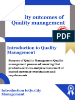 Quality Outcomes of Quality Management