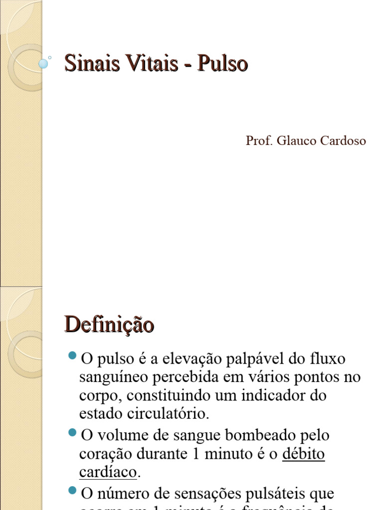 Pulso | PDF | Coração | Sistema circulatório