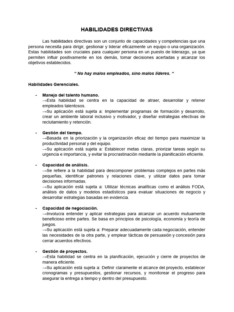 Habilidades Directivas | PDF | Liderazgo | Toma de decisiones