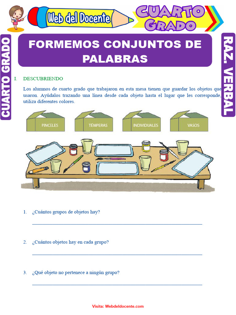 Formemos Conjuntos de Palabras para Cuarto Grado de Primaria | PDF