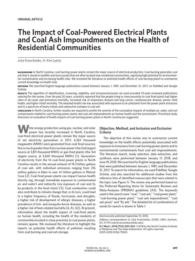 Health Risks of NC Coal Power Plants | PDF | Fossil Fuel Power Station ...