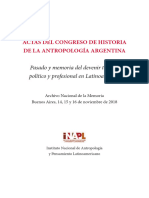 Actas Del Congreso de Historia de La Antropología Argentina