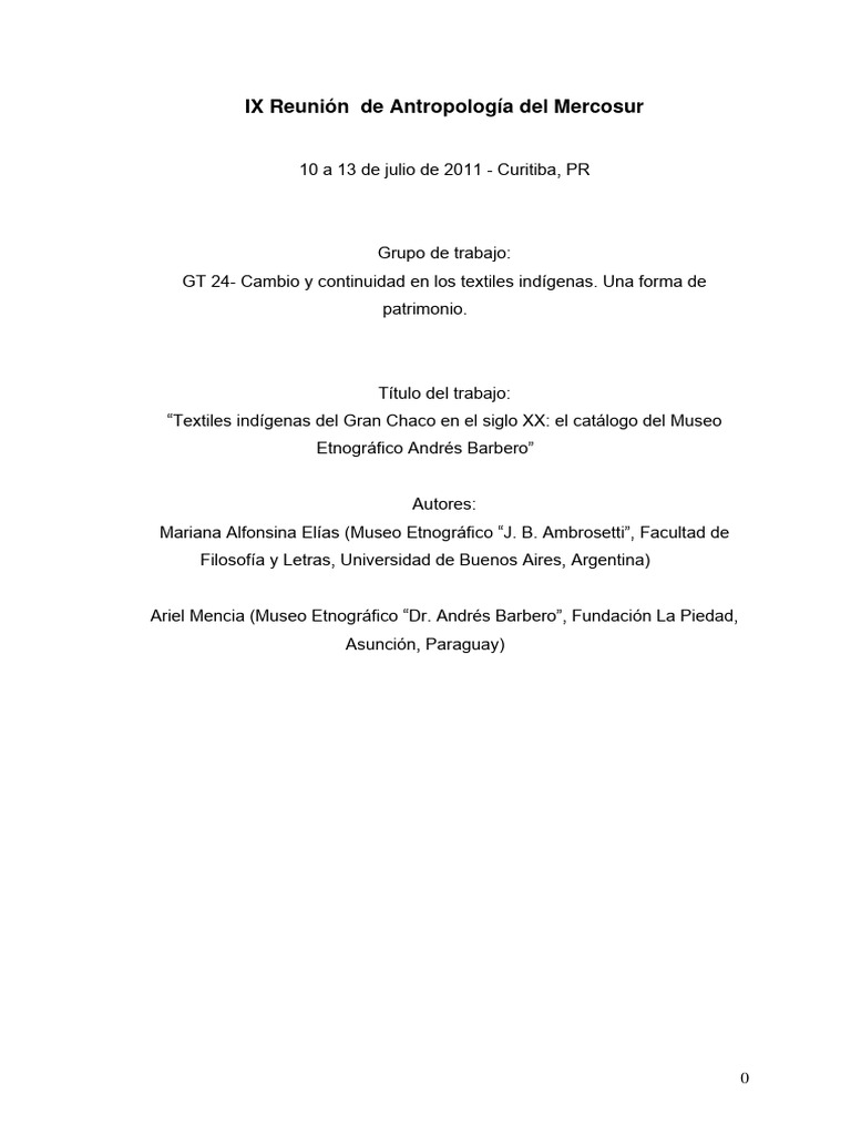 Textiles Indígenas Del Gran Chaco En El Siglo Xx El Catálogo Del