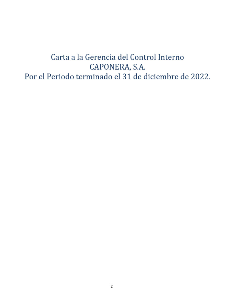 Informe de Control Interno 2022 CAPONERA | PDF | Auditoría | Estado ...