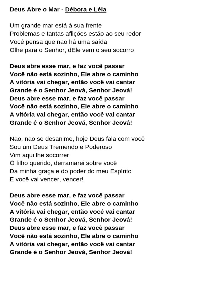 Deus Abre o Mar: Louvor e Esperança | PDF