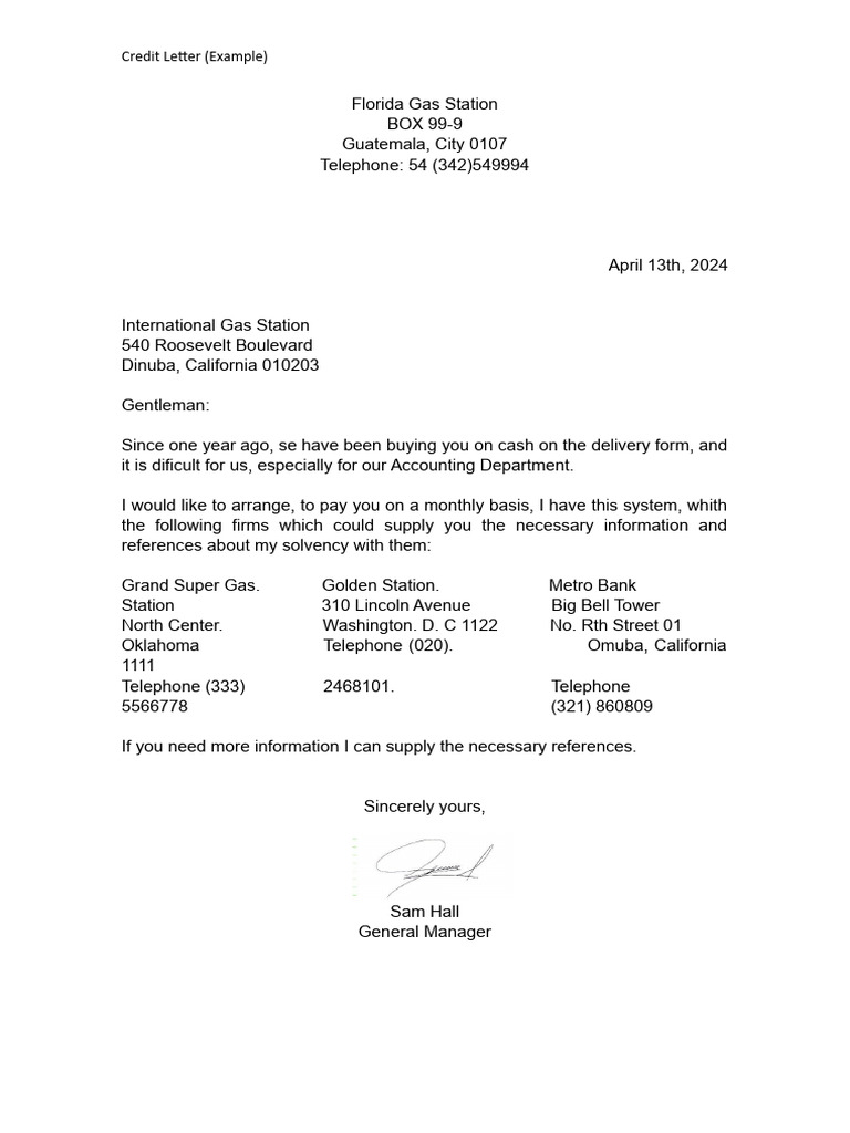 Monthly Payment Request Letter | PDF