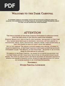 Welcome To The Dark Carnival (5e Homebrew)
