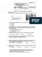 Evaluacion Final de Matemáticas Grado 3°b 2021