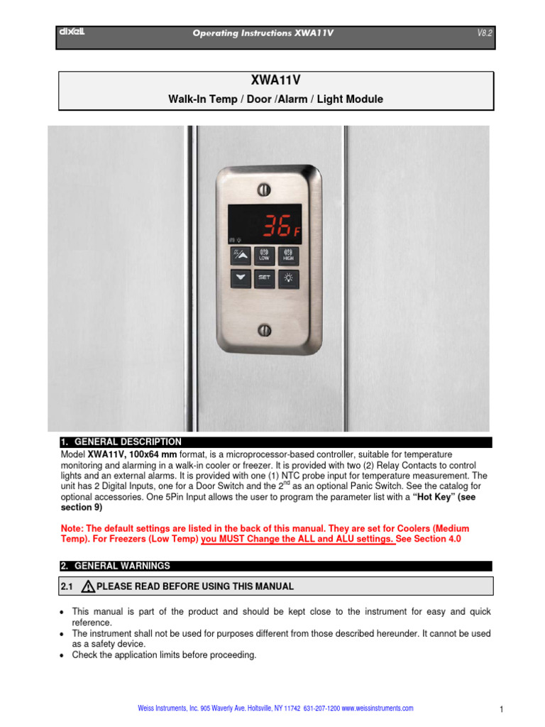XWA11V Controller Operating Manual | PDF | Relay | Power Supply