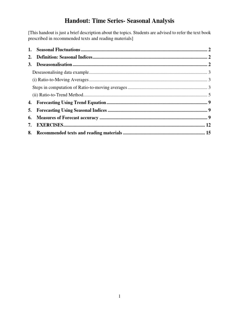 Deseasonalising Time Series Data | PDF | Forecasting | Seasonality