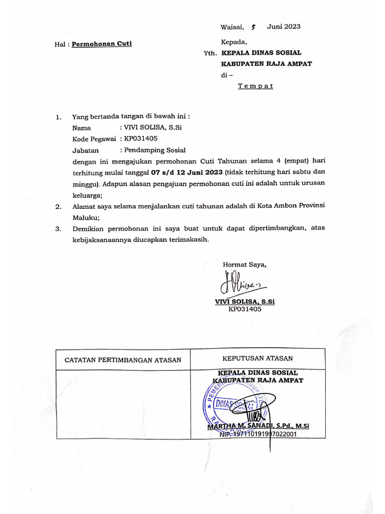 Contoh Surat Cuti Pdf