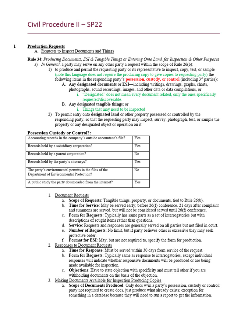 Civ pro ii outline pdf deposition law discovery law 