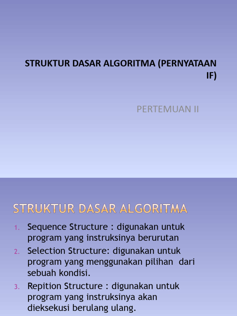 Pertemuan III - Struktur Dasar Algoritma (Pernyataan If) | PDF