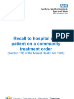 Recall to hospital of a patient on a community treatment order Section 17E