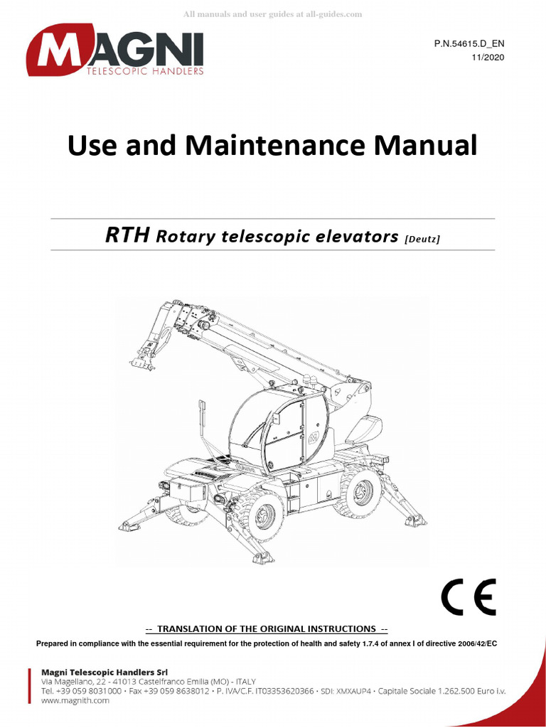 Magni RTH 418 Use and Maintenance Manual 127 | PDF | Manual ...