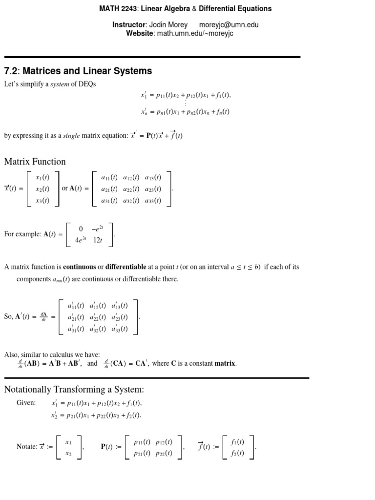 7 2 Matrices and Linear Systems | PDF | Matrix (Mathematics) | System ...