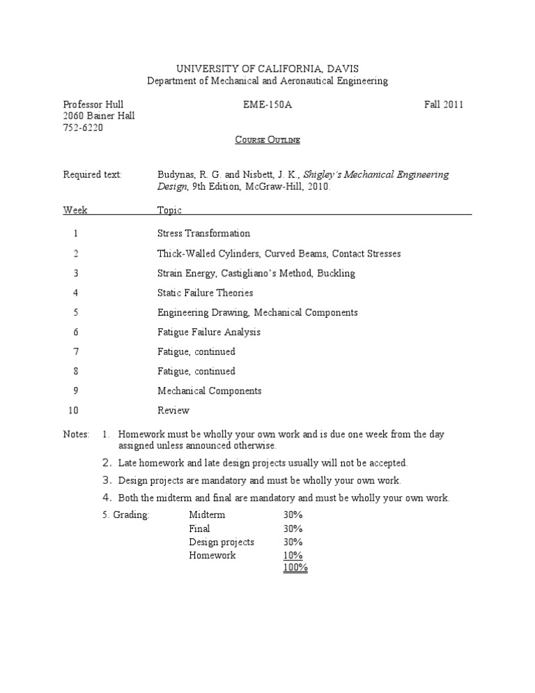 EME-150A Course Outline: Mechanical Engineering | PDF | Technology ...