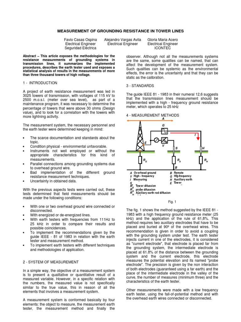 Grounding Resistance Measurement Methods | PDF