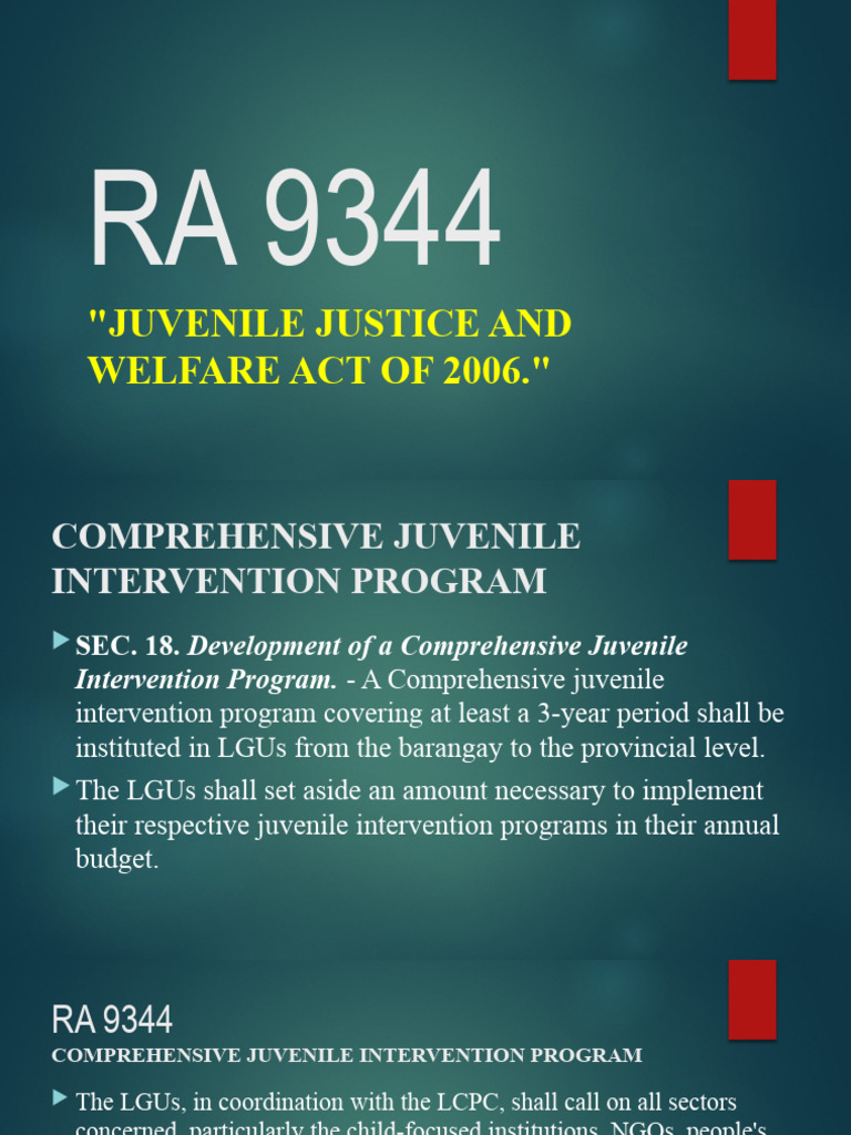 RA 9344: Juvenile Justice Framework | PDF | Prosecutor | Detention ...