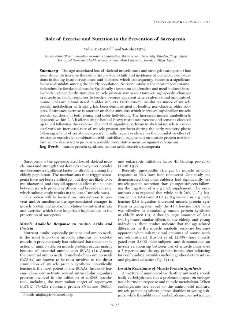 Preventing Sarcopenia: Nutrition & Exercise | PDF | Leucine | Skeletal ...