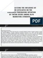 Title Analyzing the influence of tiktok affiliates on the consumer purchasing intention of tiktok users among OLFU marketing students