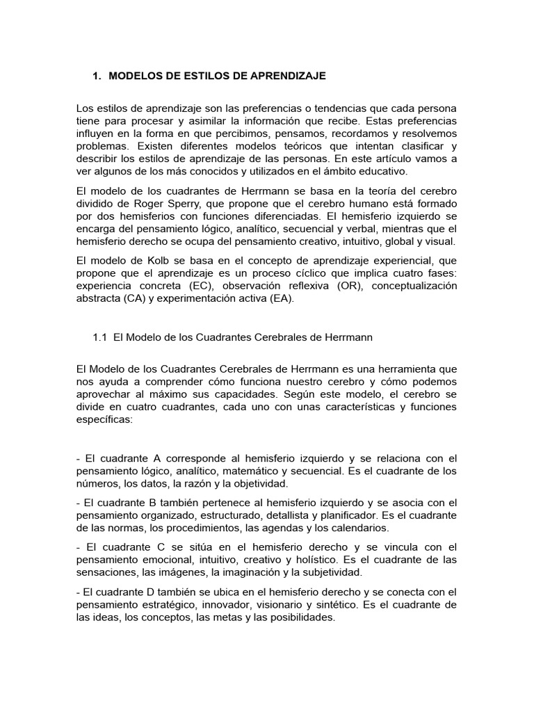 Modelos de Estilos de Aprendizaje-1 | PDF | Programación ...