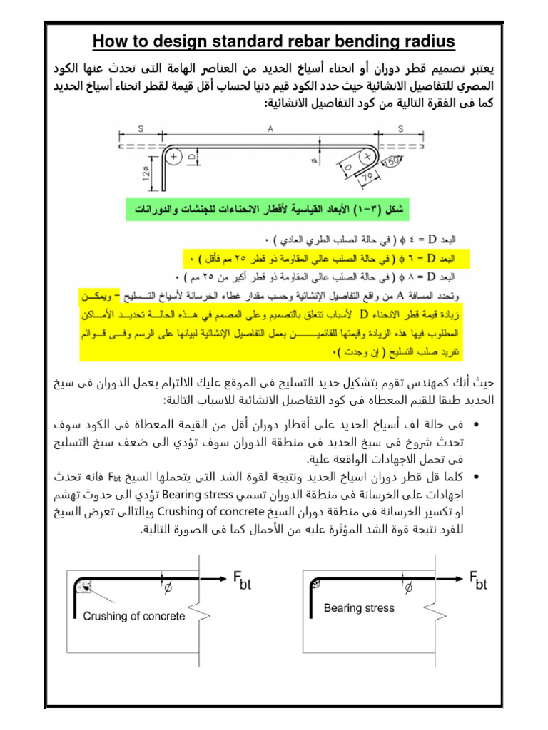 Standard Rebar Bending Radius PDF Structural Engineering Building