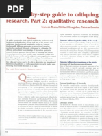 2007 Step by Step Guide To Critiquing Research Part 2 Qualitative Research