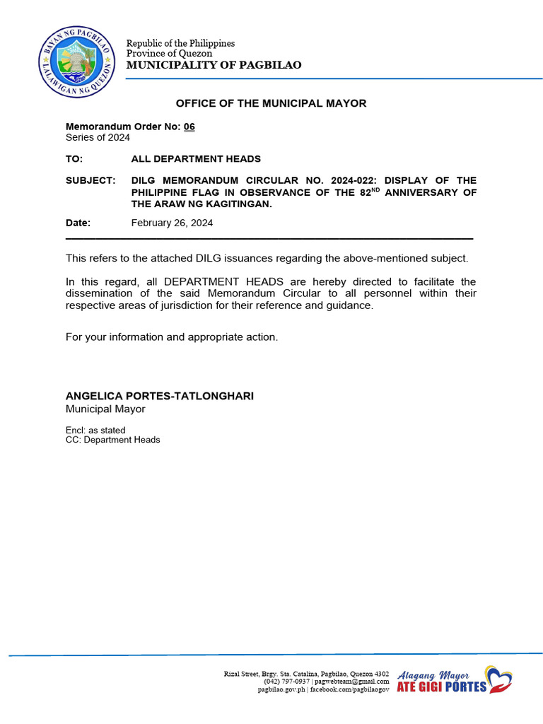DILG Memo on Araw ng Kagitingan 2024 | PDF