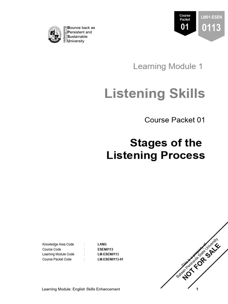 Listening Skills: Stages of The Listening Process | PDF | Learning ...