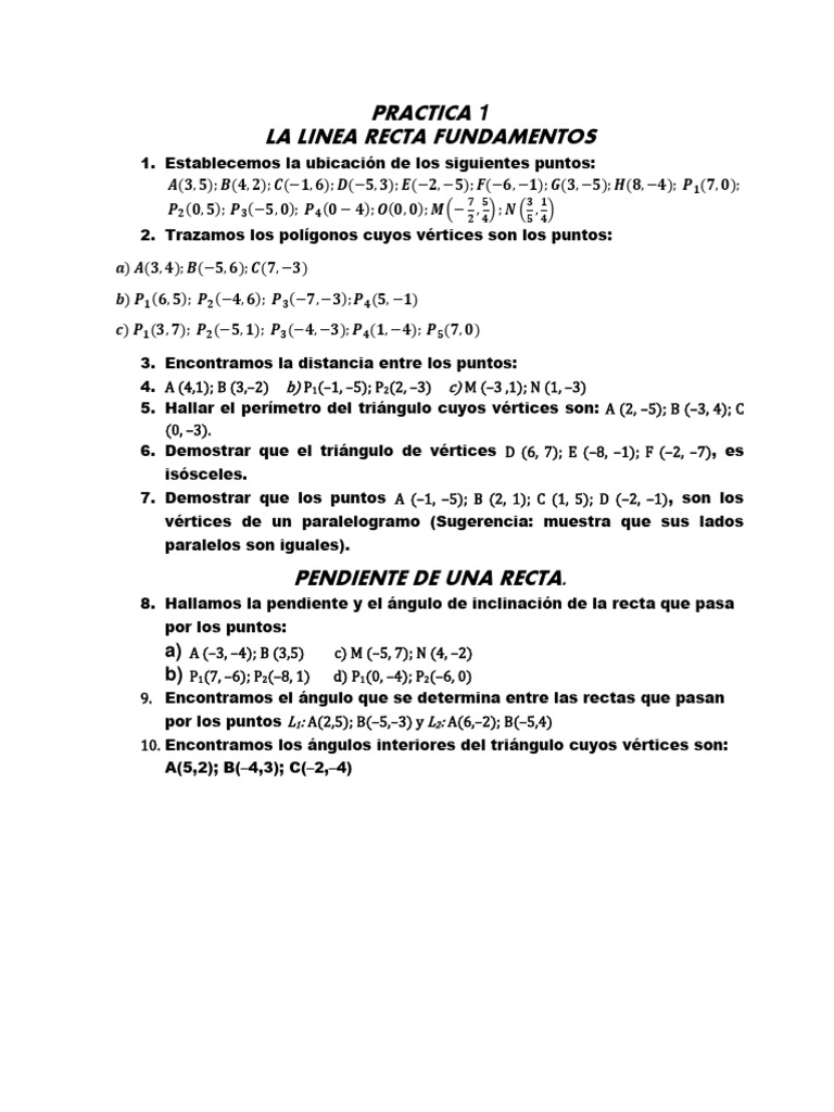 Practica 1 La Linea Recta | PDF | Métodos y materiales de enseñanza ...