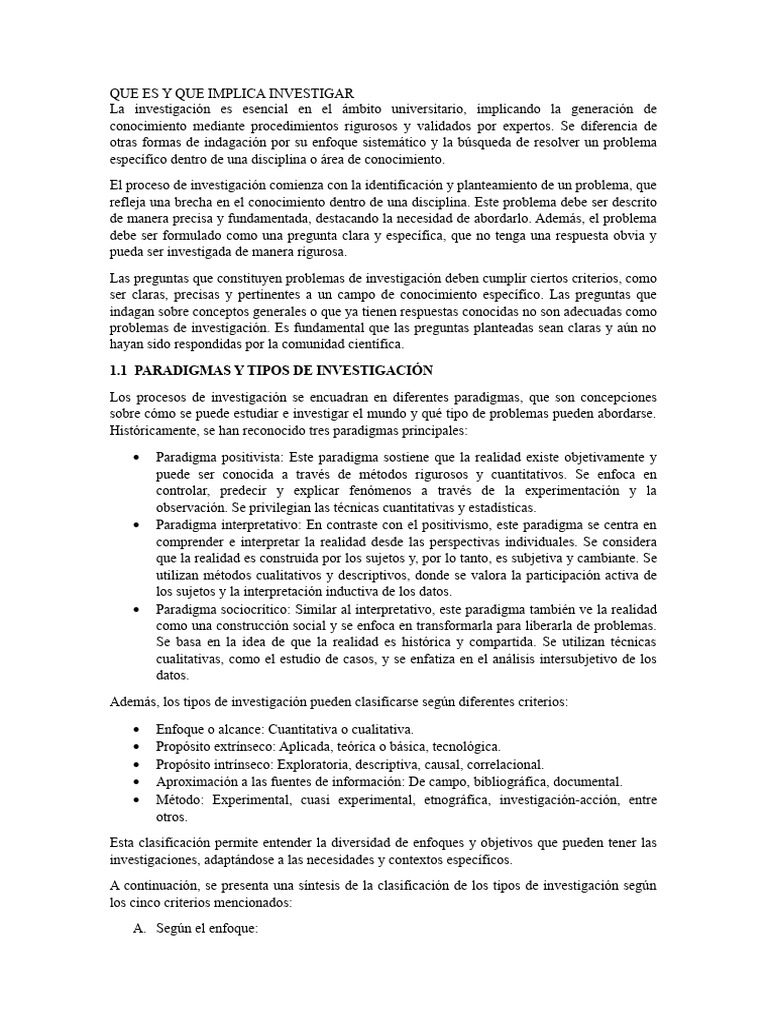 Que Es y Que Implica Investigar | PDF | Citación | Paradigma