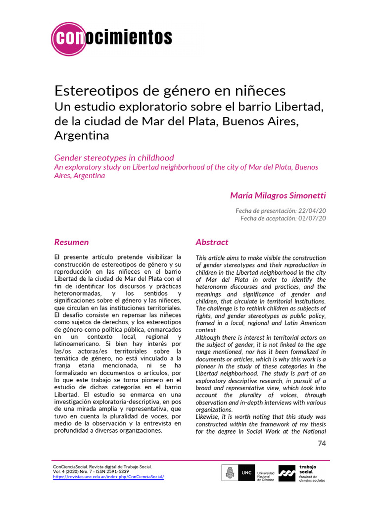 Estereotipos de género en niñez argentina | PDF | Género | Estudios de ...