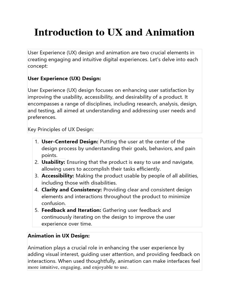 Introduction To UX and Animation - Pratiksha | PDF | Usability | Design
