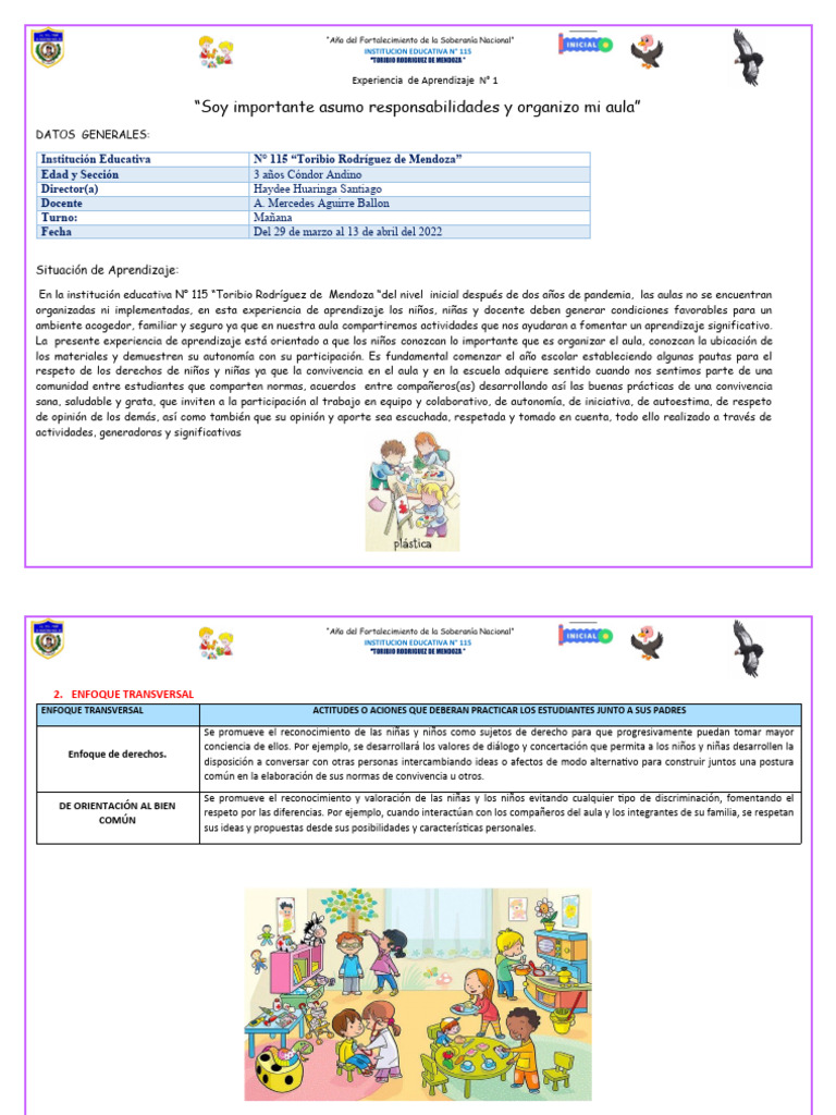 Organización del Aula en Inicial | PDF | Salón de clases | Aprendizaje